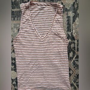 Madewell Brown and Cream Striped Tank Top